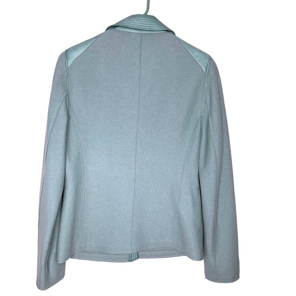 New Carlisle Jacket Women Size 10 Turquoise Wool Collared Snap Up Blazer Pockets - Picture 5 of 9